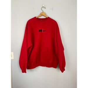 Vintage Nike Center Swoosh Crewneck Sweatshirt, XXL, Y2K Red Crewneck Pullover
